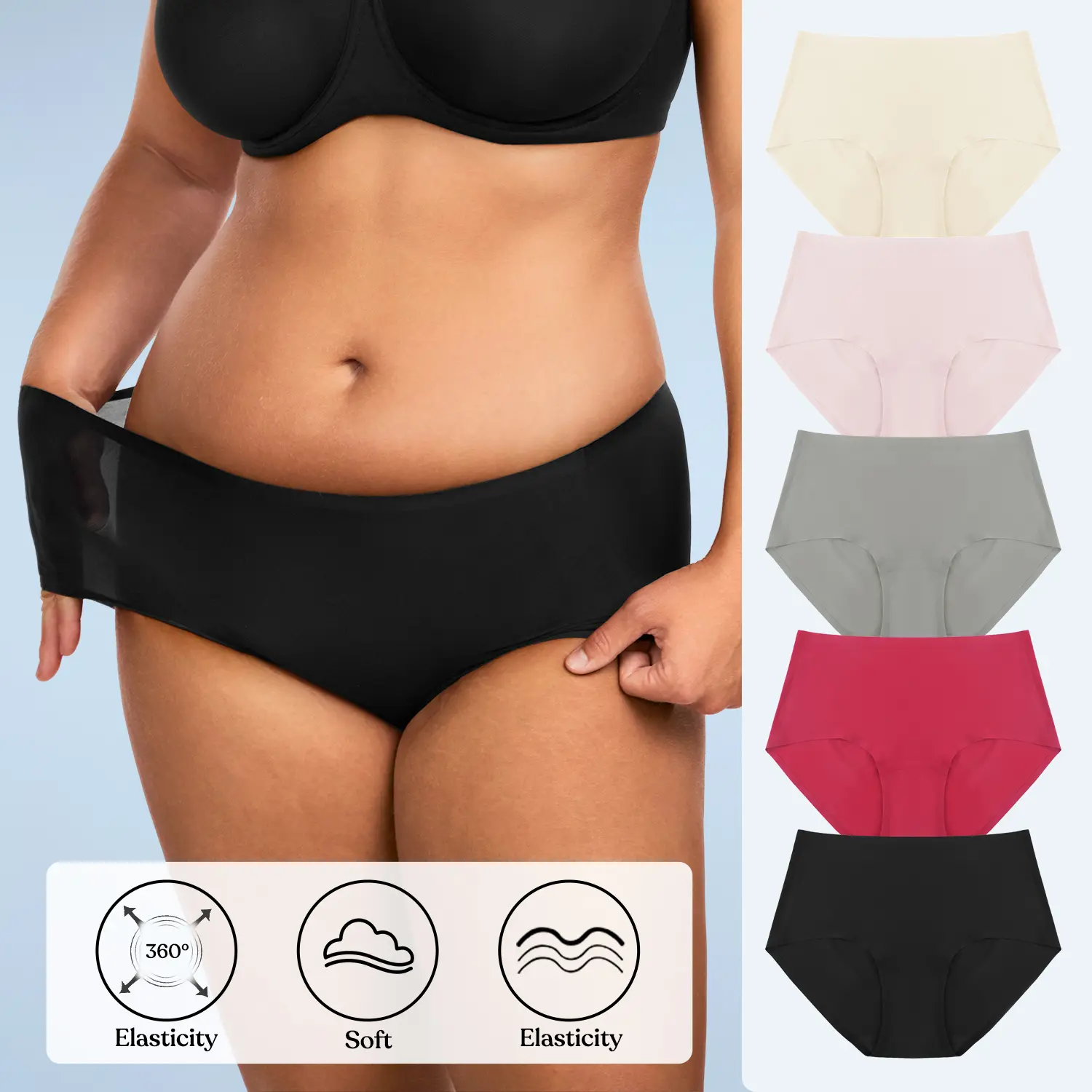 HSIA FlexiFit Soft Stretch Seamless Breathable Comfort No Show Women's Briefs Basic Casual Underwear 3 pack/5 pack Panties Womenswear