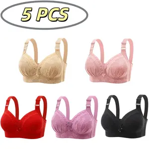 5 PCS/ 3PCS Sheer Seamless Sports Bra for Women Wireless Lace Bralette Push-Up Underwear All-Day Comfort Support Lingerie Lightweight Posture Enhancement - YY