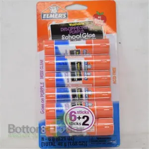 212 MAIN Washable Disappearing School Glue Stick - 0.21 oz, Purple, Pack of 8, Adhesive