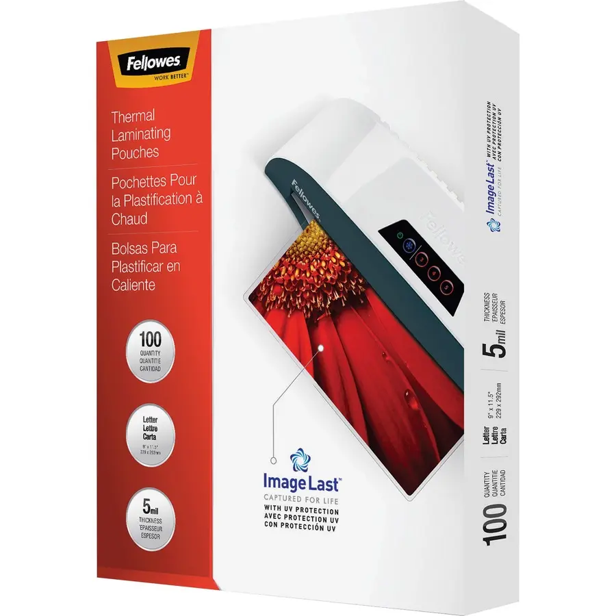Fellowes 52040 ImageLast Laminating Pouches w/UV Protection, Clear, 100/Pack