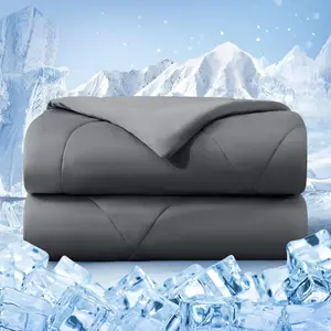 Cooling Comforter Queen Size Double-Sided Cold Tech Fabric Quilted Cooling Blanket for Hot Sleepers Breathable Lightweight All-Season Summer Bedding Dark Gray