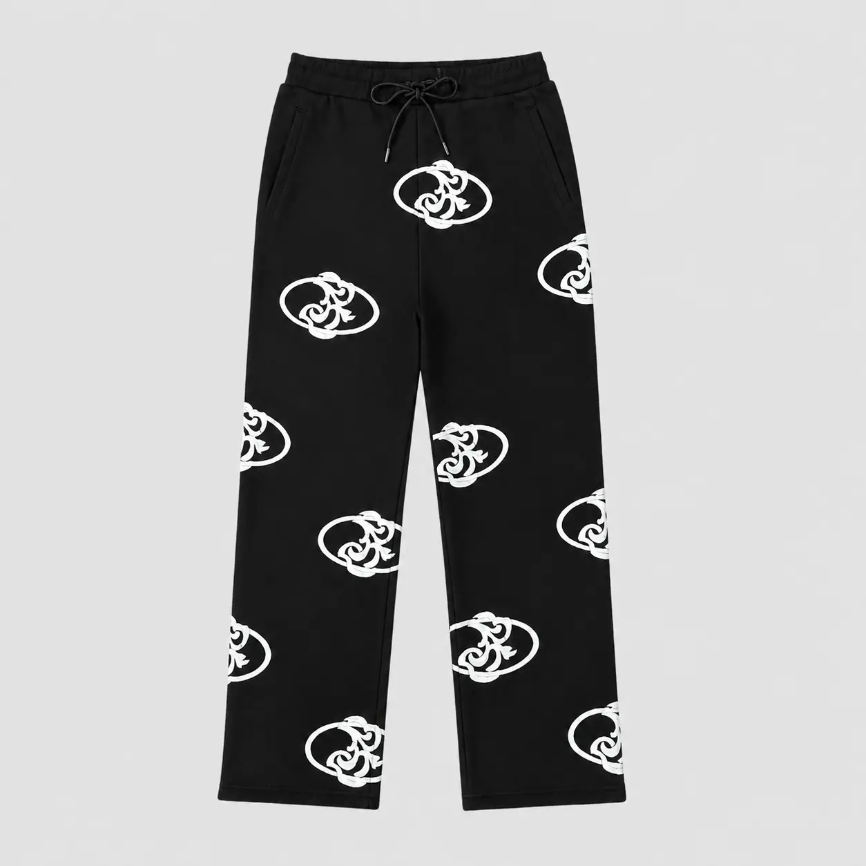 AsA Black Graphic Sweatpants Relaxed Fit Streetwear Jogger Pants Unisex
