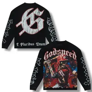 GodspeedGrandslamL/STee3DBlackCottonMenswearClassicOutfitLongSleeveCrewNeckCasualStreetwearT-Shirtwith3DPrintDesignforAllSeasons-TopTshirtCrewneck