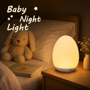 Kids RGB Egg Night Light - Rechargeable Touch Control Lamp, 7 RGB Colors | Portable for Baby | Halloween & Christmas Decor Gift | Summervibes