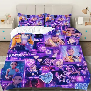 3PCS Duvet Cover Set, 1 Duvet+2 Pillowcases(Without filler), K-pop   Star Heart theme, Christmas bedding set, vibrant colorful bedding Suitable for decoration bedroom, guest room, dormitory, lounge.