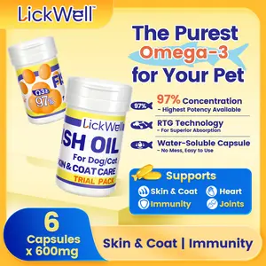 LickWell Omega 3: Stop Shedding, Get a Shiny Coat! | Wild Anchovy Fish Oil for Dogs