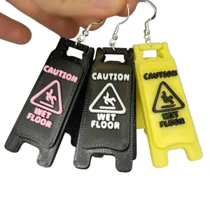 Caution Wet Floor Earrings | Drag Jewelry |  Dangle Earrings | Drop Earrings | Cute Jewelry |  Custom | Different Styles |