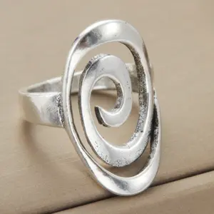 Infinity Spiral Ring for Women – Silver Tone Adjustable Swirl Statement Ring, Minimalist Jewelry