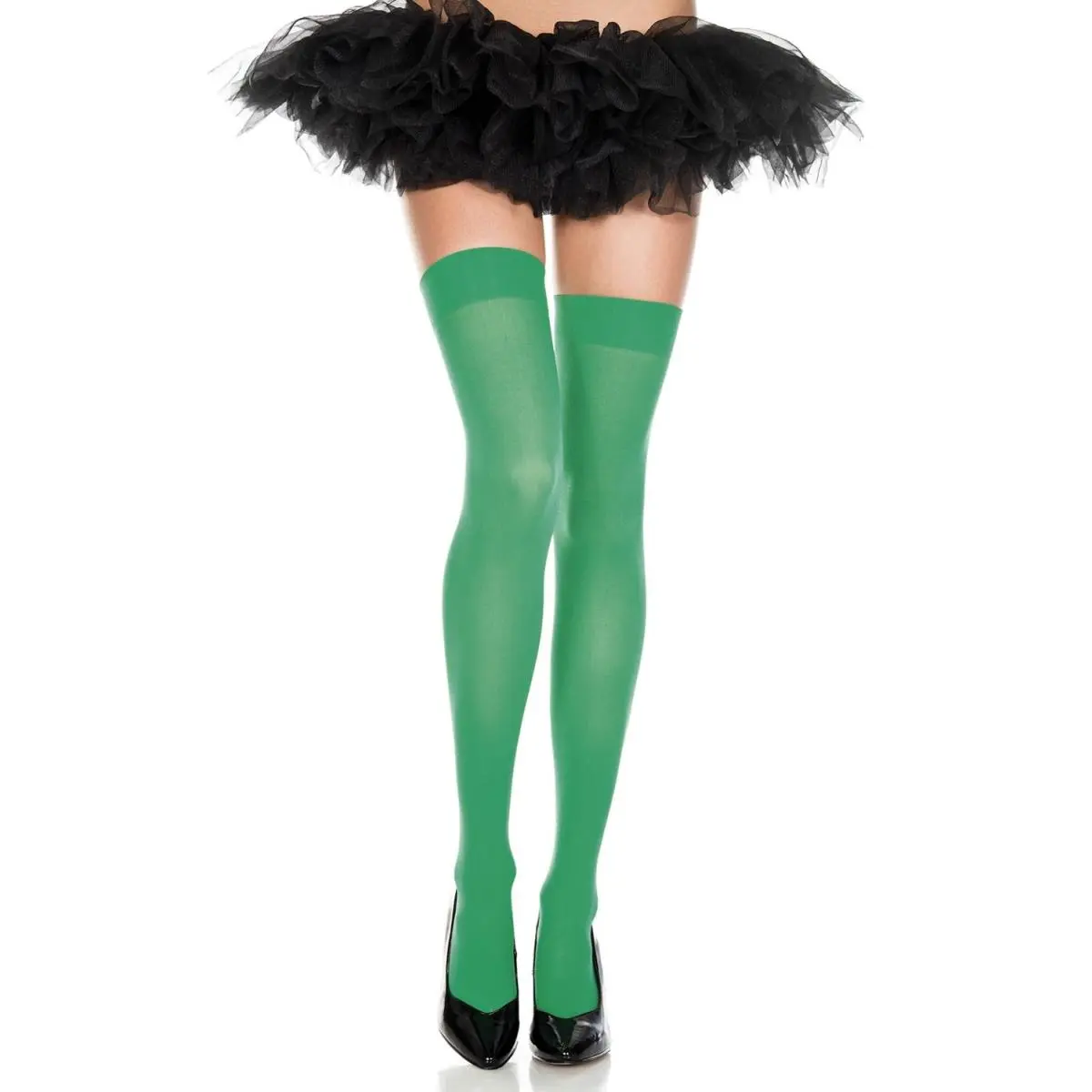 Music Legs Women's Opaque Thigh-High Stockings - Secure Fit Fashion Accessory for Costumes, Kelly Green, Costume