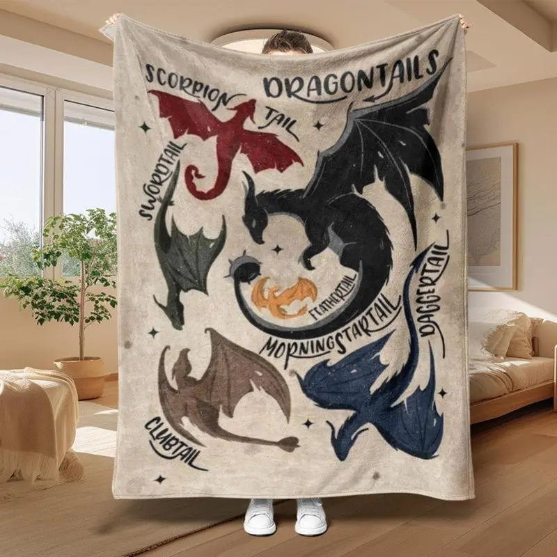 Soft Funny Throw Blanket Dragon Pattern Blanket, ,Air-conditioned Room Blanket,Warm Nap Blanket For Home & Office,Gift For Son & Daughter