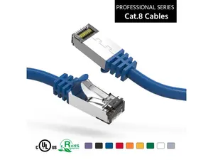 Nippon Labs 60CAT8-0.5-26BU Cat8 Ethernet Cable 0.5 feet Slim Series - Blue | 2GHz, 40G, S/FTP - Shielded 40Gbps 2000Mhz SFTP Patch Cord,Cat8 RJ45 Cable - in Wall, Outdoor for Router, Modem, etc.