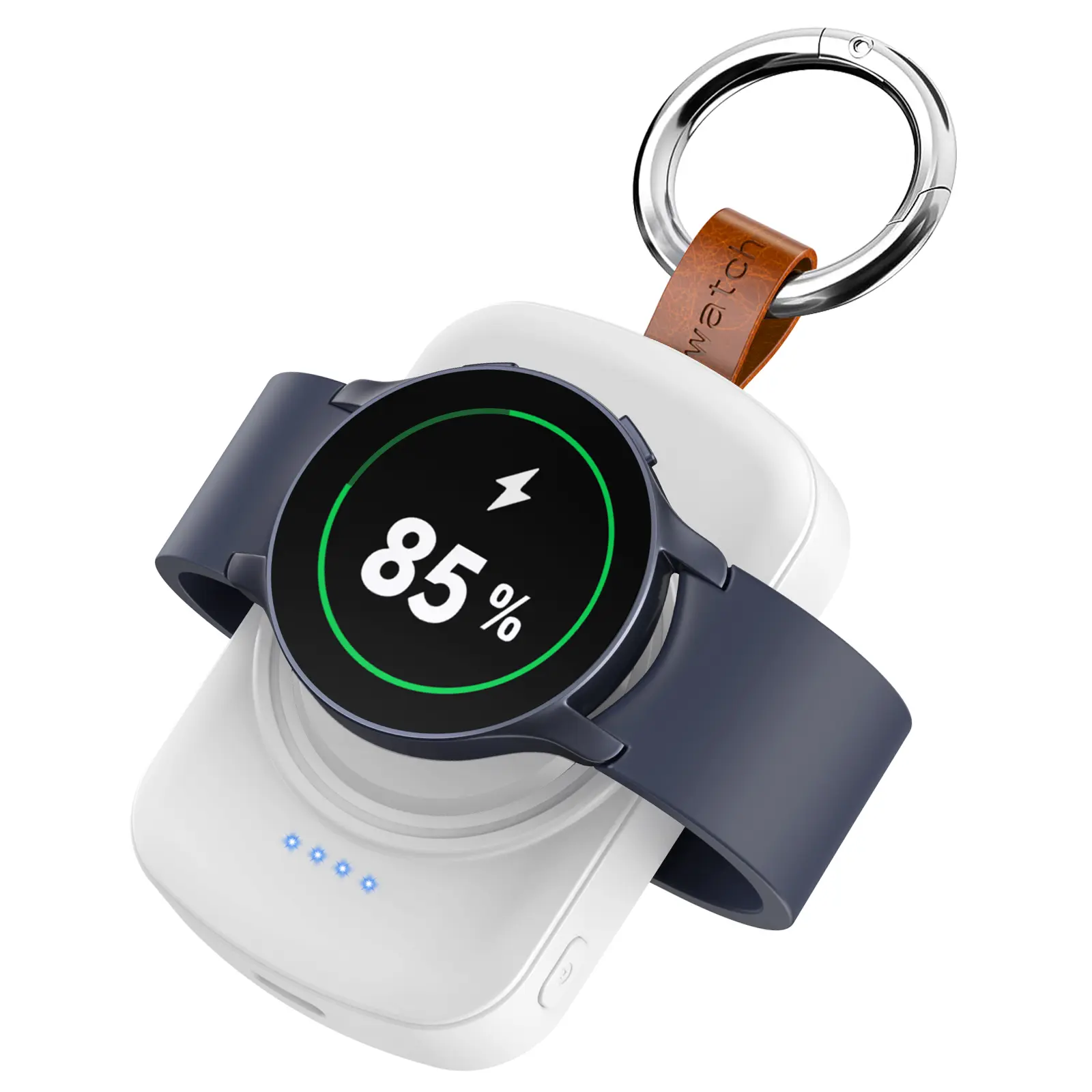 Magnetic Wireless Charger for Galaxy Smartwatch, 1800mAh Fast-Charging Android Portable Keychain Smartwatch Accessory, On-the-Go Travel Essential, Christmas Gift, Smartwatch Accessories Wearable Usb Charge Wristwatch Black