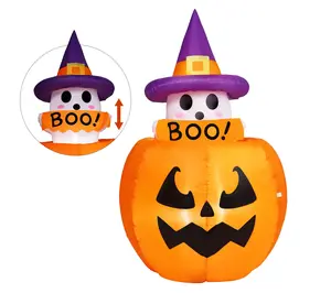 Joyfy 5ft Tall Halloween Animated Inflatable Ghost on Pumpkin