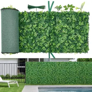 Summervibes VEVOR Artificial Plant Wall, 4 PCS, Each Panel 2x 8 ft Artificial Boxwood Panels, Sun Protection Greenery Backdrop Privacy Hedge Fence, Fake Grass Screen for Wedding, Indoor, Outdoor Garden, Backyard