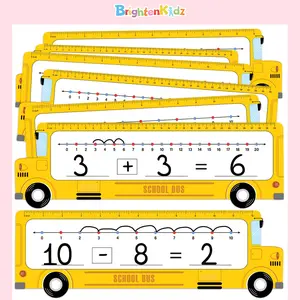 26-Pack School Bus Number Line Dry Erase Boards Cards, 14"x4", Double-Sided, Math Manipulatives for Kids, Student, Kindergarten Elementary Special Education 1st Grade Classroom Must Haves - Brightenkidz