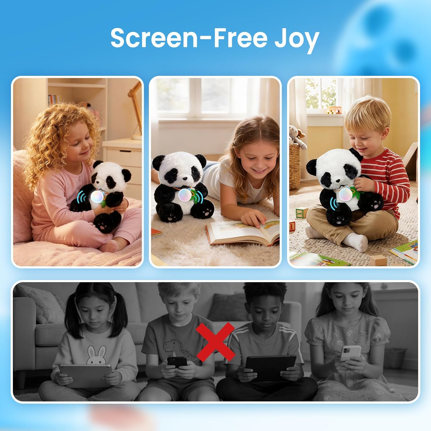Haivivi AI interactive Toy for 3+ Kids, Smart AI Plush Toy Panda, Interactive Stuffed Animal, Screen-Free Educational Emo Robot with Advanced AI, APP with 16 Characters, Unique Gifts for Girls & Boys.Bedtime Companion