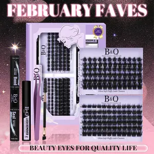 B&Q F03+F05 Kit l 144pcs Ultralight Wispy Lash Clusters (10-18MIX) for DIY Eyelashes Extension, Waterproof Long Lasting Realistic Vibe Lash