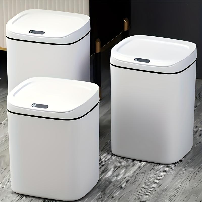 Motion-Activated Smart Trash Bin for Bathrooms, Featuring a Lid And Touchless Operation. Its Minimalist Design Makes It Ideal for Home, Kitchen, Office, Bathroom, And Outdoor Settings, Providing an Effective Solution for