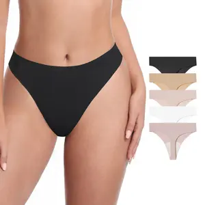 (No Build-In Pad) – LUCKMEEY Seamless Thongs for Women No-Show Thong Panties - Sexy G-String Underwear, 5 Pack, Comfortable Design, Breathable Fabric, Machine Washable Christmas gifts