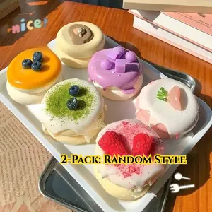 Cute Simulated Cake Souffle Squishy Toys 2-Pack, High-Realistic Dessert Play Food, Super Soft Slow Rising Fidget for Adults Kids, Anxiety Stress Relief Birthday Idea