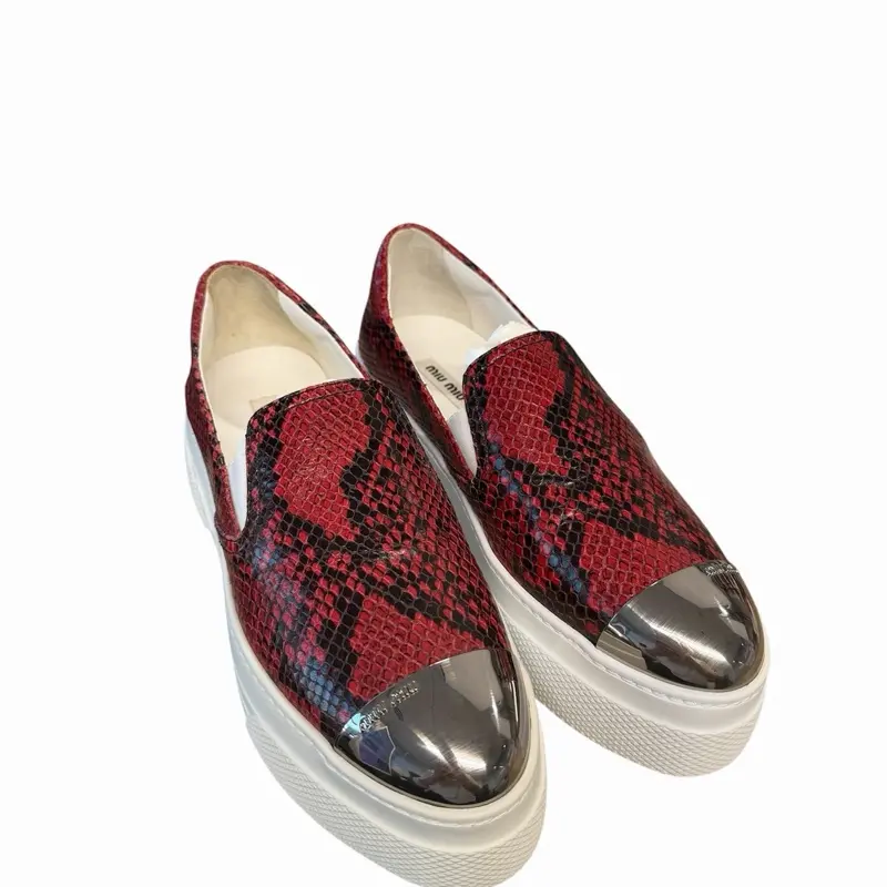 Miu Miu Metal Cap Toe Platform Loafers- 37