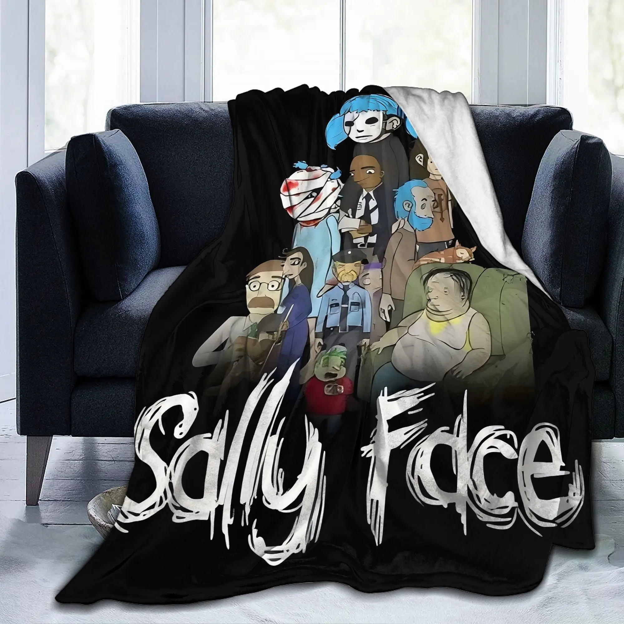 Sally Face Retro Movies Themed Microfibre Flannel Blanket - Wrinkle Resistant, Breathable, Durable, Machine Washable, All-Season Use, Ideal for Bed, Sofa, Birthday Gifts