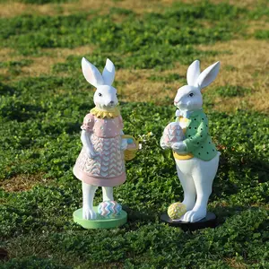 Easter Bunny Craft Resin Egg Decoration, Colorful Home and Garden Ornament for Outdoor Yard Decor, Perfect for Spring Celebrations