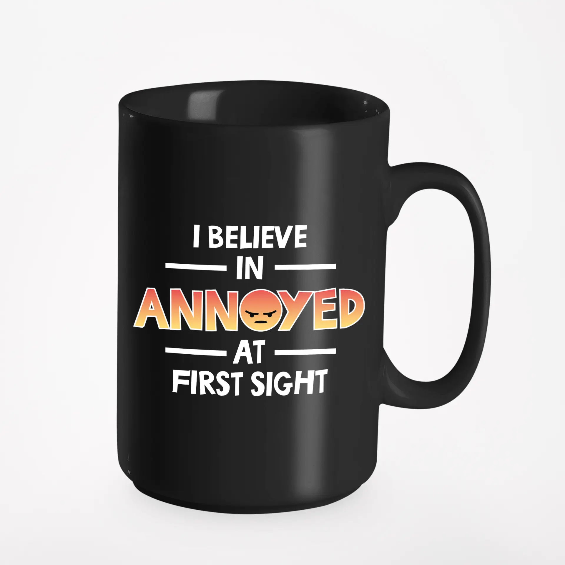 Annoyed at First Sight, Funny Sarcastic Introvert, Black 15oz Ceramic Mug