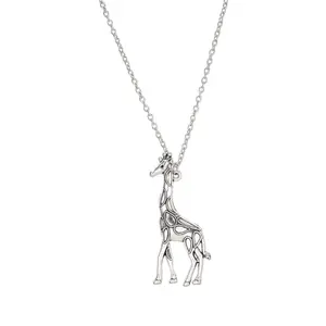 Trendy Giraffe Animal Pendant Necklace Personalized Alloy Adjustable Chain Necklace Jewelry