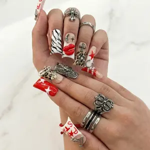 AVIARA Long  Duck Tips 10pcs Handmade Acrylic Y2K Press On Nails Luxious Salon Quality Fake Nail detachable aqua nails acrylic fake