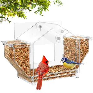 Outdoor Garden Decoration, Transparent Window Bird Feeder, Outdoor Window Hanging Bird Feeder, Transparent Bird House Design, Wild Bird Feeder