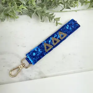 Delta Delta Delta Sequin Wristlet Keychain – Tri Delta Sorority Keychain