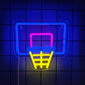 Basketball Hoop Neon Sign for Wall Decor – LED  Light Sign for Sports Fans, Kids Room, Man Cave, Bedroom, Bar, Game Room, Party & Holiday Decorations