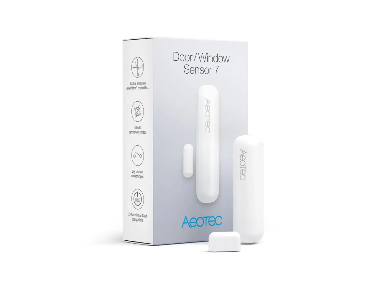 Aeotec ZWA011 Z-Wave Plus Door Sensor - Slim Form Smart Home Security System Device, 2 Detection Magnets, Camera & Siren Compatibility, Pre-Blunder Alerts, 15 Years of Experience for Adult Home Use