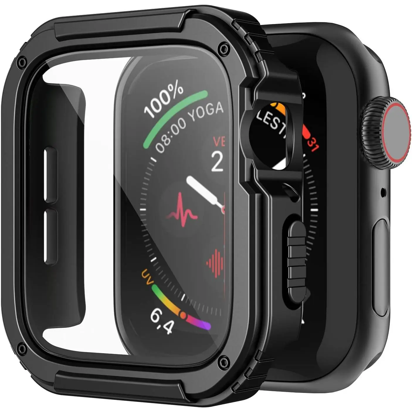 Men’s 46mm Series 10 Protective Durable Smartwatch Case with Tempered Glass Screen Protector - Military-Grade Rugged Quattro Pro Drop-Proof Full Coverage Bumper, Army Green Fashion Watch Accessory