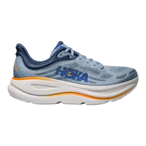 HOKA Bondi 9 Men's Running Sneakers Drizzle/Downpour Blue All Seasons Laces EVA Foam Mesh Upper Maximum Cushioning