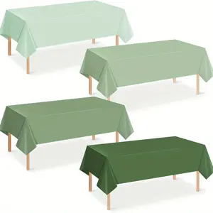 4 PCS Gradient Sage Green Disposable Tablecloths (54"x108") - Elegant Solid Color Table Covers for Wedding Dessert Tables, Rectangle Plastic Sheets for Indoor/Outdoor Celebrations