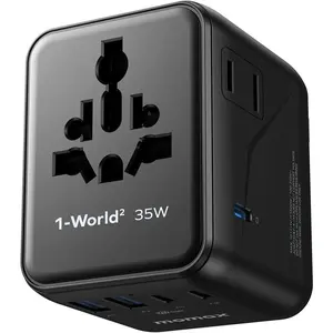 Universal Travel Adapter 7-in-1, -in- European Travel Plug Adapter with 3 USB-C PD & 2 USB-A QC & 2AC, International Power Adapter Outlet for Travel UK/EU/AUS/JP, Travel Essentials(Black)