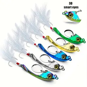 Long Throw Spinner Lure Set,  5 Counts/set  High Quality Metal Design Spoon Lures Artificial Fishing Lure with Vibrating Tail, Suitable for Fishing in Both Freshwater and Saltwater Environments