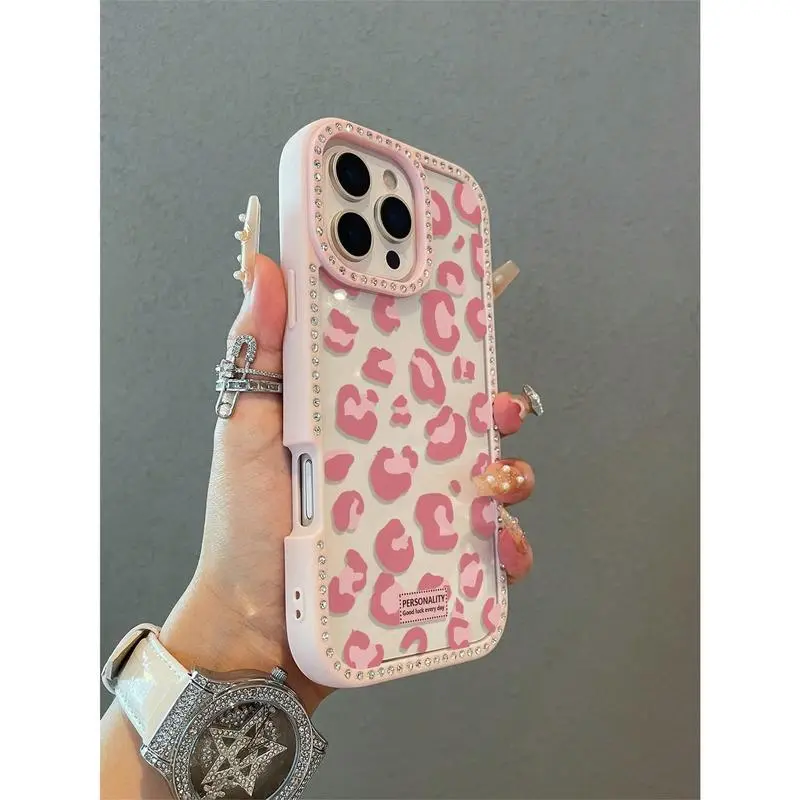 Leopard Print Crystal Shine TPU Smartphone Case - Luxurious Soft Shockproof Full Coverage Protection, Sweet-Cool Style, Compatible with iPhone 17/16/15/14/13/12/11, Ideal Gift, summerwins tiktokshopbacktoschool