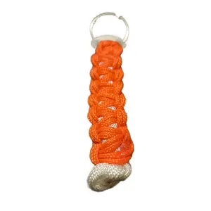 Orange and White Handmade Keychain - Durable Paracord Material