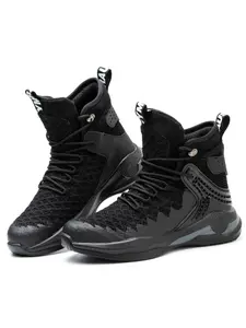 Men's Sporty Lace up Front High Top Safety Shoes, 1 Pair Warm Soft Safety Shoes Against Punctures & Cuts, Durable Work Safety Footwear Work Shoes Work Boots for Fall & Winter