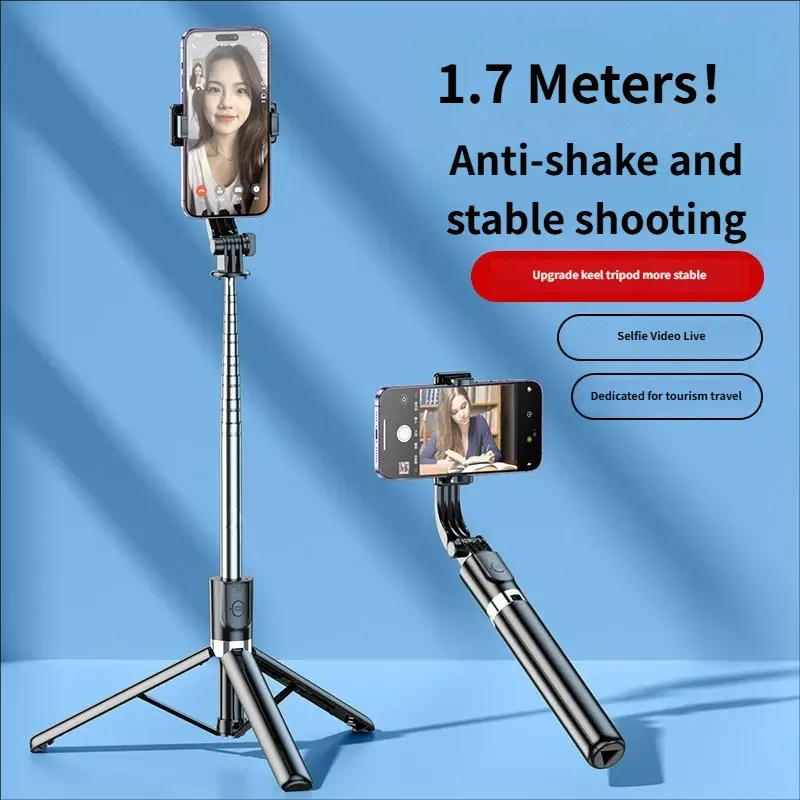 S01 Integrated Stainless Steel Bluetooth Selfie Stick - 115cm Telescopic Unisex Adjustable Cellphone Tripod Stand, Stable Handheld Accessory for Smartphone Photo Shooting & Live Streaming (Metal, Without Light), S01 Integrated Selfie Stick 115Cm (Without
