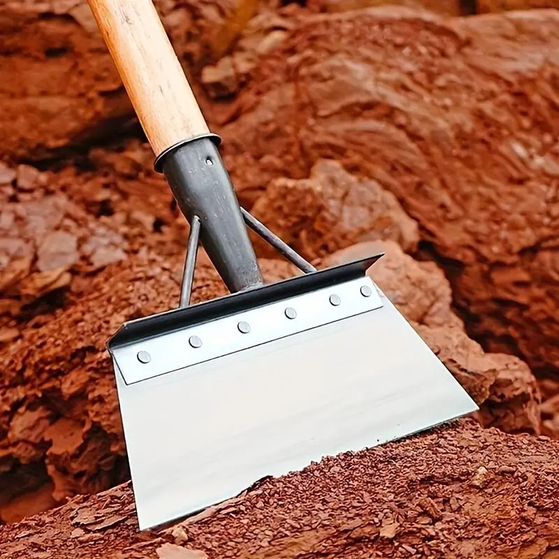 A Thickened Stainless Steel Durable Gardening Shovel, Versatile Handleless Metal Weeding Tool, Agricultural Manure Clearing Shovel, Sharp Edge Household Cleaning Shovel For Gardening, Snow Removal And Livestock Maintenance. Heavy-Duty Multifunctional