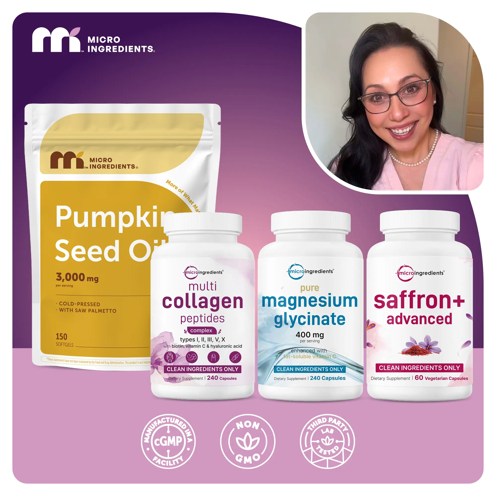 Midahs Glow and Go Stack: Pumpkin Seed Oil Softgels, Collagen Capsules, Saffron Capsules & Pure Magnesium Glycinate Midahs Glow and Go Stack: Pumpkin Seed Oil Softgels, Collagen Capsules, Saffron Capsules & Pure Magnesium Glycinate