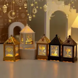 Ramadan Eid Lantern Table Decor - Gold and Black Models with Illuminated Motifs for Festive Atmosphere
