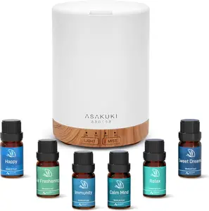 ASAKUKI 300ML Essential Oil Diffuser, Quiet 5-in-1 Premium Humidifier, Natural Home Fragrance Aroma Diffuser with 7 LED Color Changing Light and Auto-Off Safety Switch