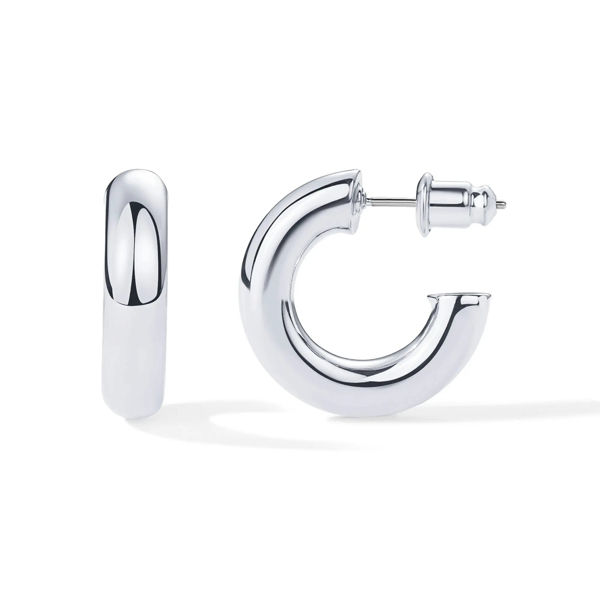 PAVOI 14K Gold Plated Lightweight Chunky Open Hoops Earrings for Women | Rhodium and Yellow Thick Infinity Gold Hoops Earrings