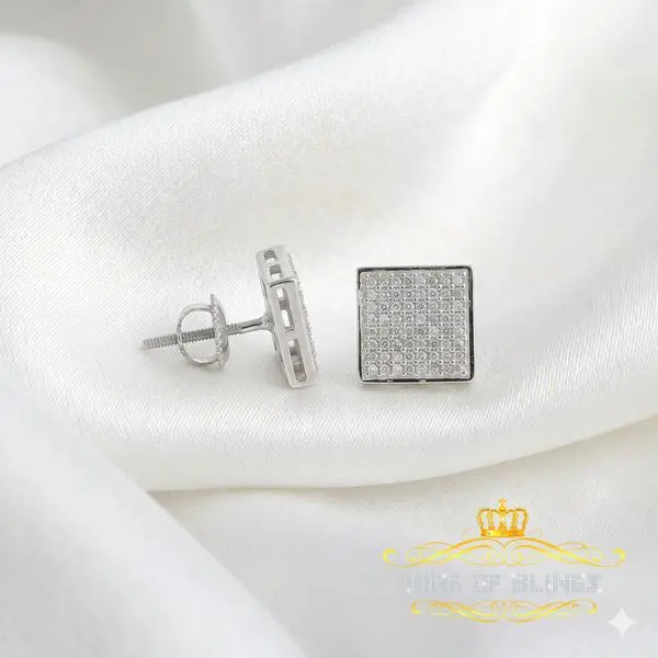 King Of Bling's 925 Sterling Silver 0.33ct Diamond Real For Women's & Men's White Stud Earrings