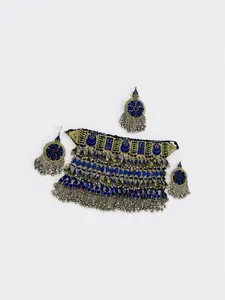 Vintage Afghan Boho Tribal Jewelry Set – Necklace, Earrings & Tikka for Festivals & Gifts